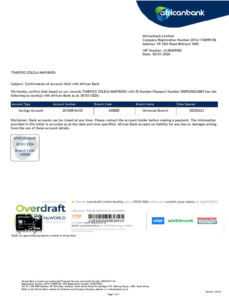 Account Type Account Number Branch Code Branch Name Date Opened | PDF ...