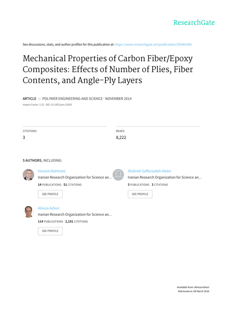 Mechanical Properties of Carbon Fiber Epoxy ... - RPC | PDF | Composite ...