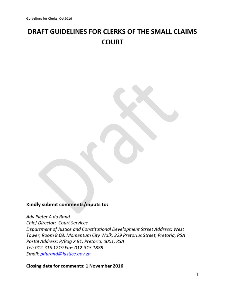 2016 SCC Guidelines Clerks Draft | PDF | Lawsuit | Judgment (Law)
