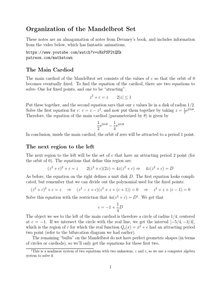 Mandelbrot Set | PDF | Equations | Mathematical Analysis