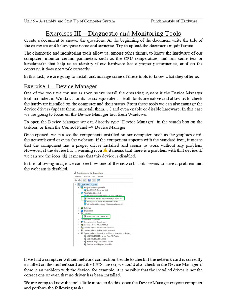 U05 Exercises III Monitoring | PDF | Computer Hardware | Icon (Computing)