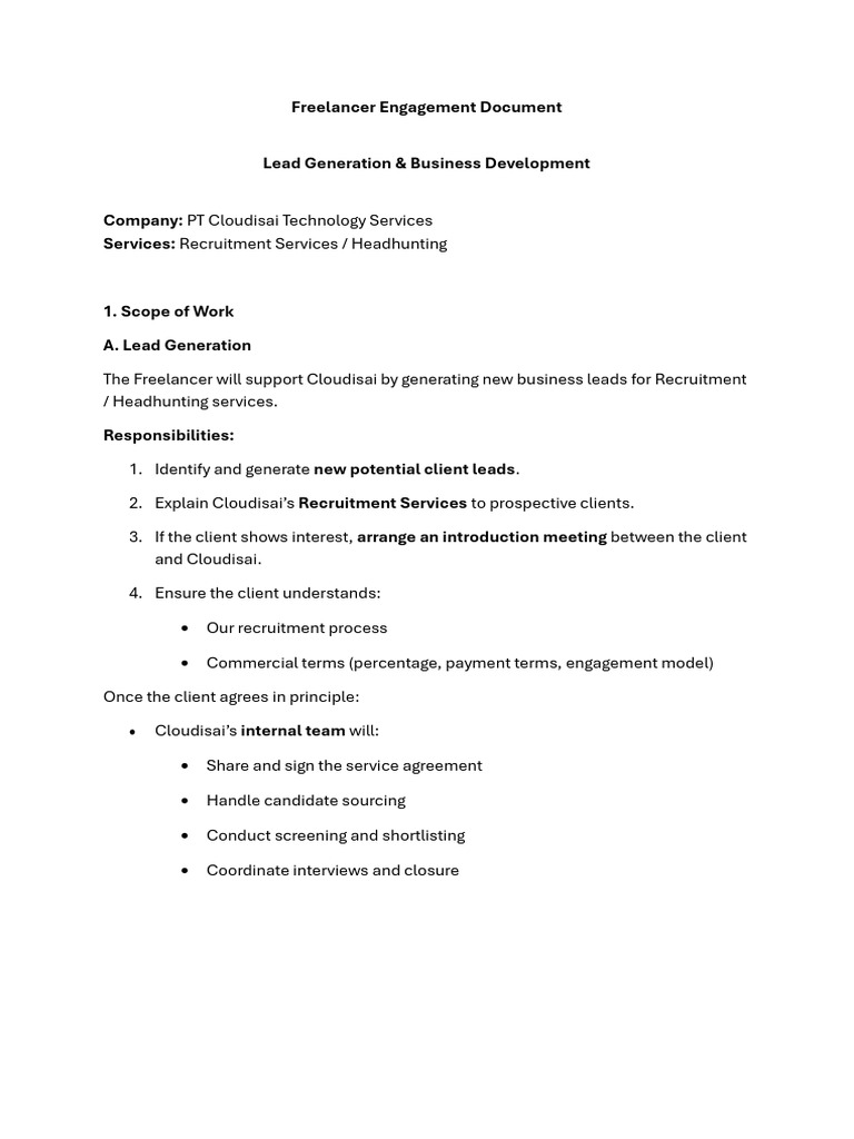 Freelancer Engagement Document (3) - 1 | PDF | Recruitment | Business