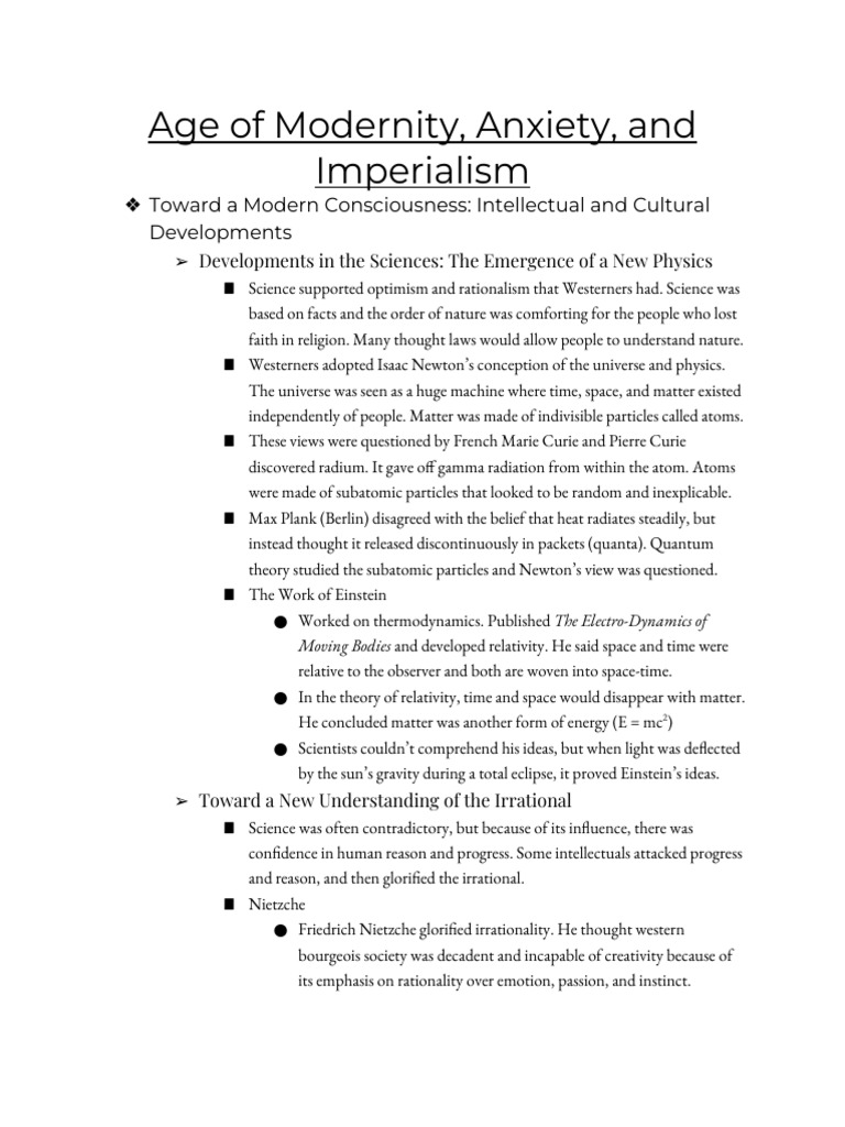 AP European History - Chapter 24 Notes | PDF | Impressionism | British ...