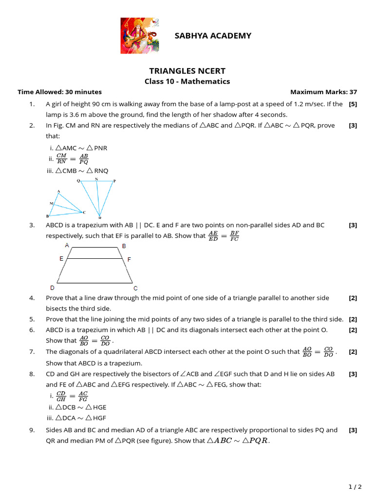 Triangles Ncert | PDF