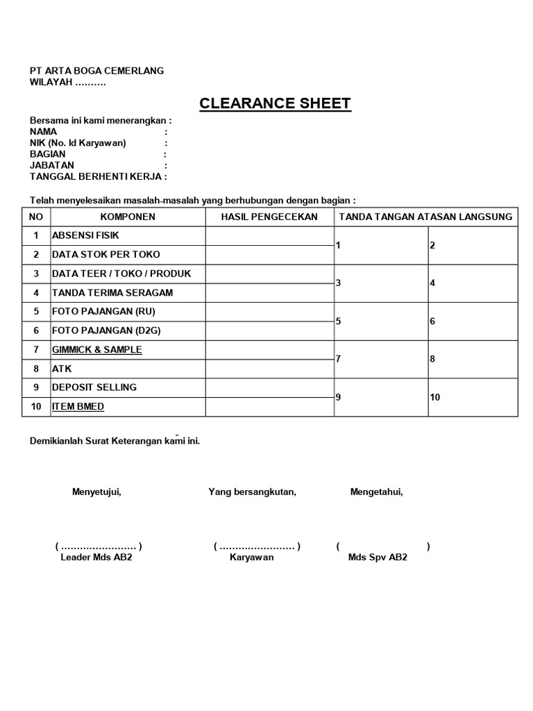 Clearance Sheet Mds Ab2 | PDF