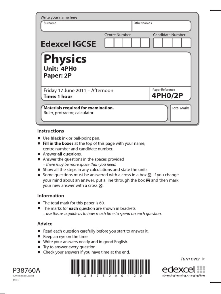 June 2011 QP - Paper 2P Edexcel Physics IGCSE | PDF | Orbit | Weight