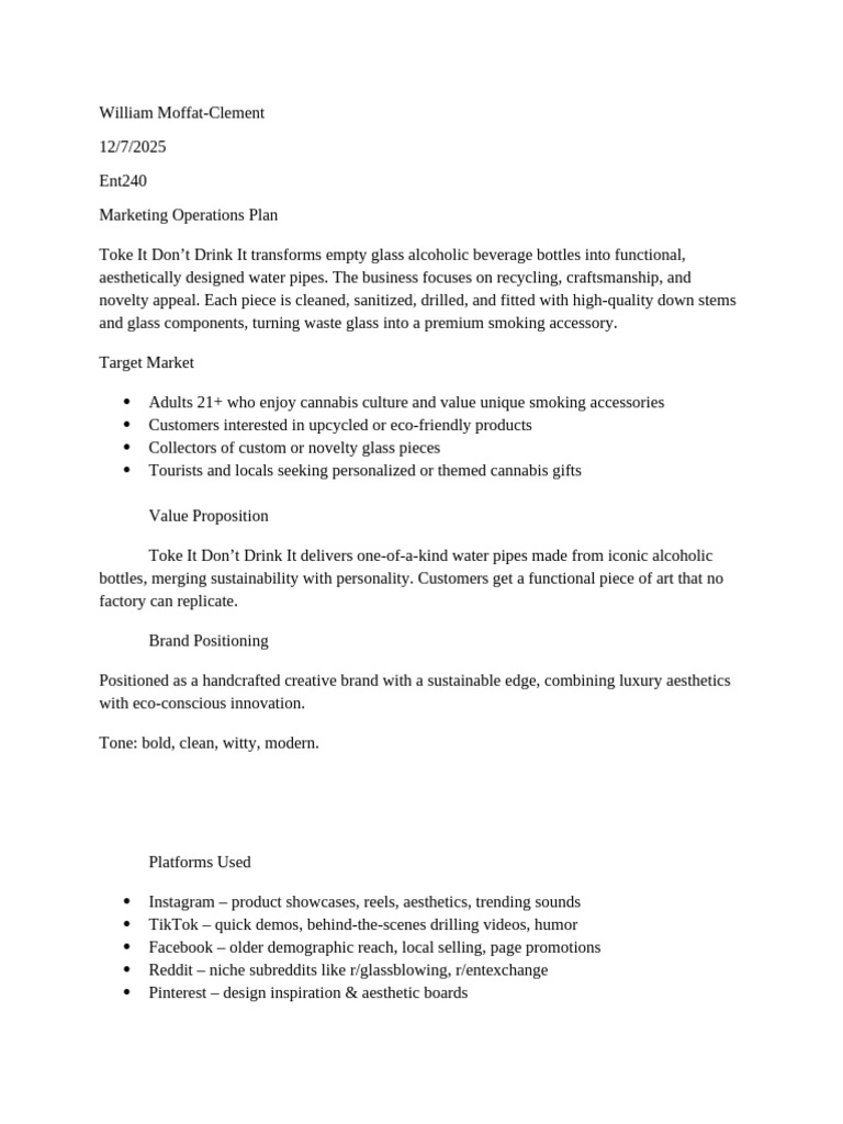 Marketing Operations Plan | PDF | Brand | Marketing