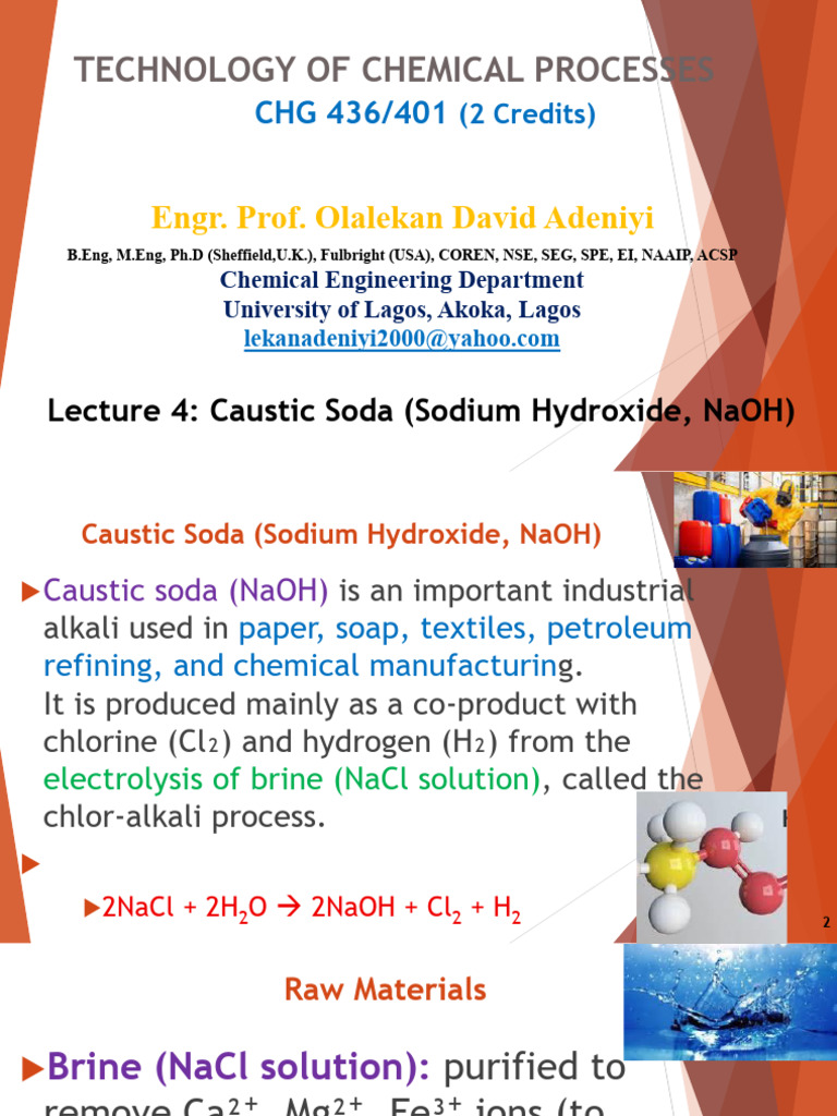 Lecture 4 CHG436 Caustic Soda Etc | PDF | Sodium Hydroxide | Chemical ...