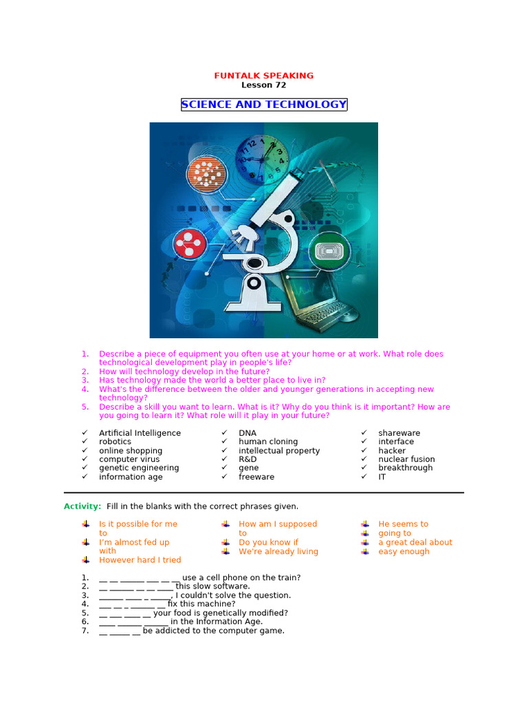 Lesson 72 - Science and Technology | PDF | Artificial Intelligence ...