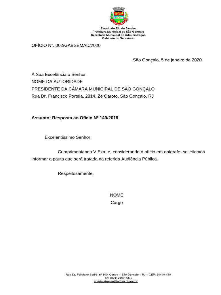 Modelo de Oficio Autoridade | PDF