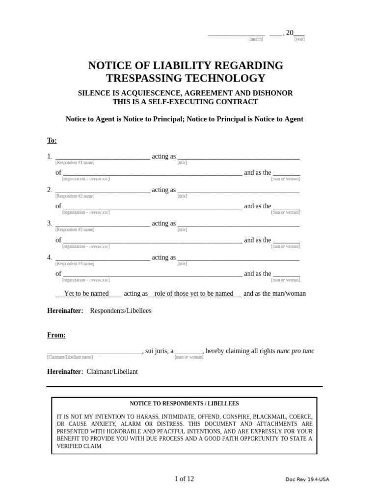 1 TEMPLATE NoticeOfLiability USA | PDF | Electromagnetic Interference ...