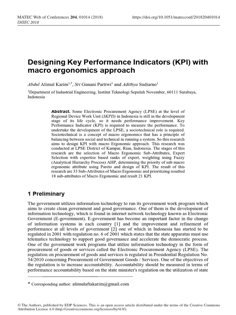 Designing Key Performance Indicators (KPI) With Macro Ergonomic ...