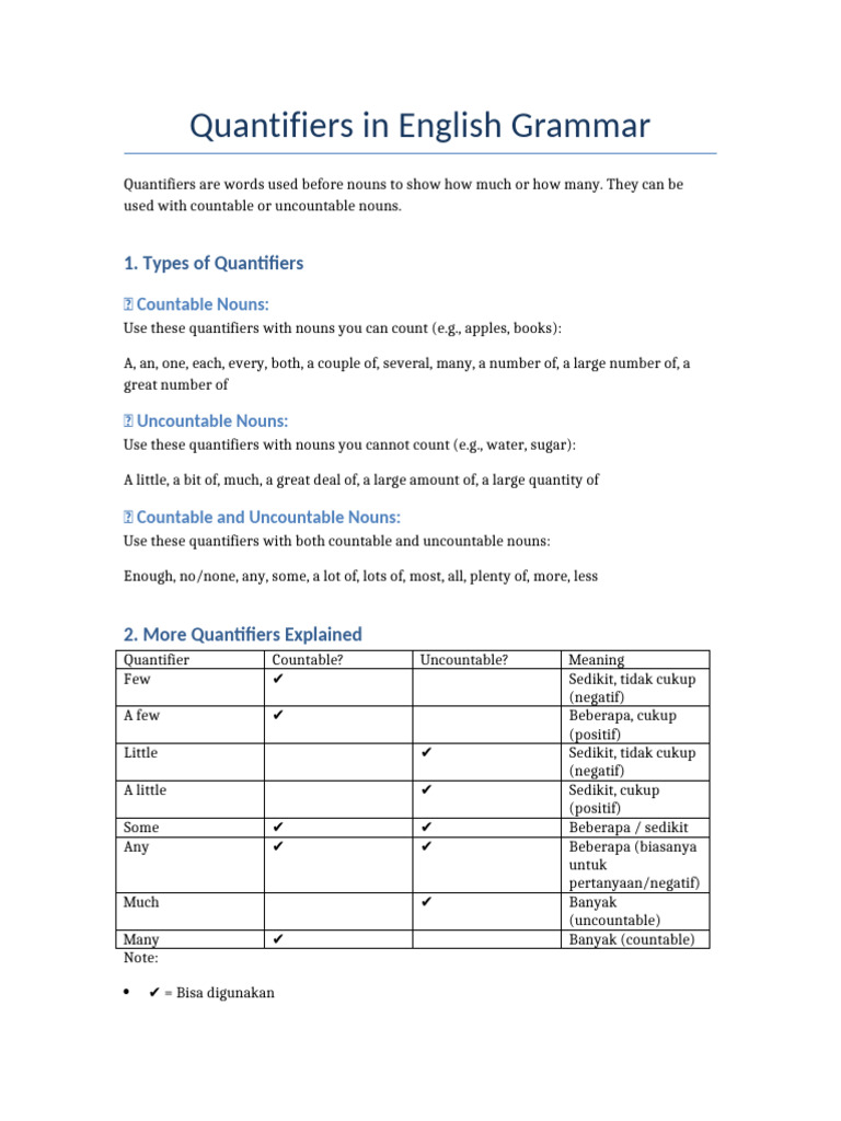 Quantifiers Combined Material | PDF