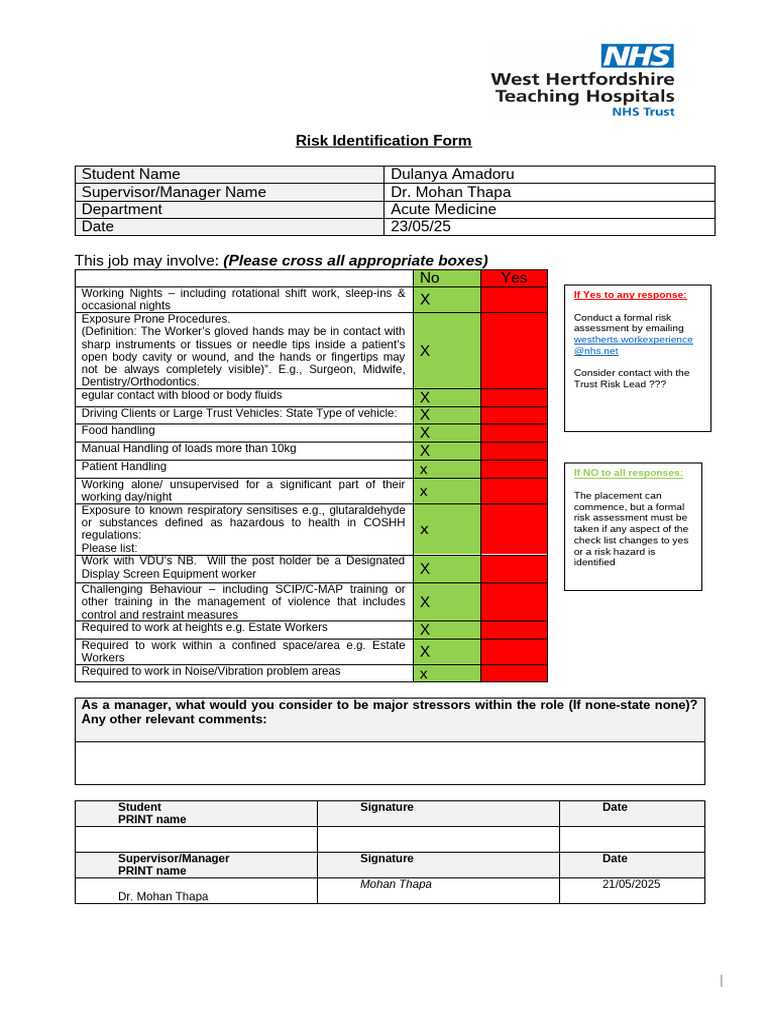 7-Risk Identification Form V1 | PDF | Working Conditions | Workplace