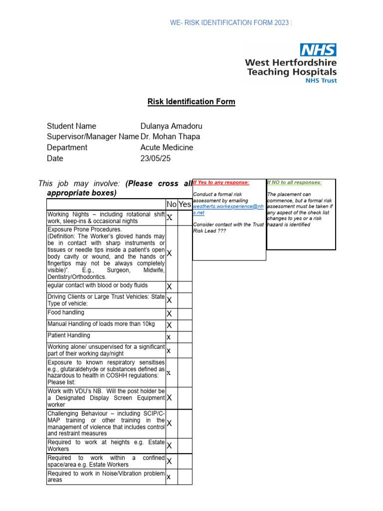 7-Risk Identification Form V1 | PDF