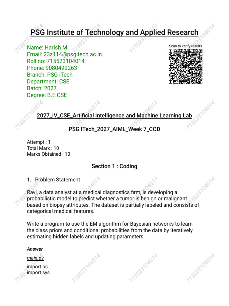 Aiml 7 Print | PDF | Bayesian Network | Machine Learning