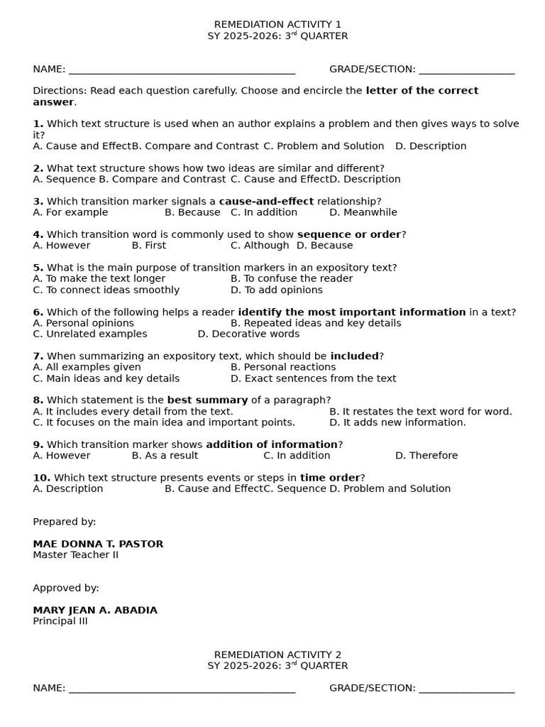 REMEDIATION ACTIVITY 3rd | PDF | Propaganda | Essays