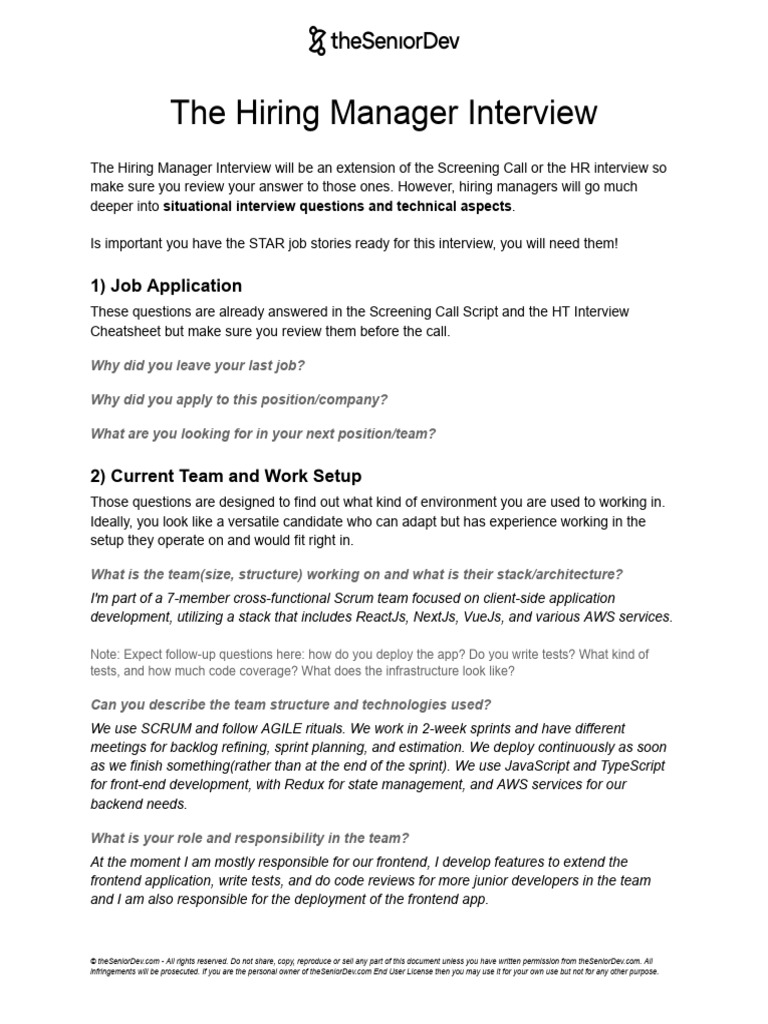 Hiring Manager Interview | PDF | Bootstrap (Front End Framework ...