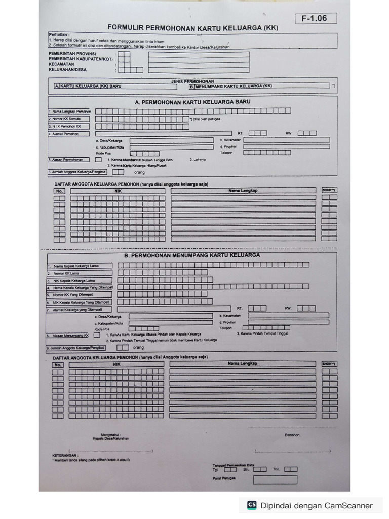 Formulir KK | PDF