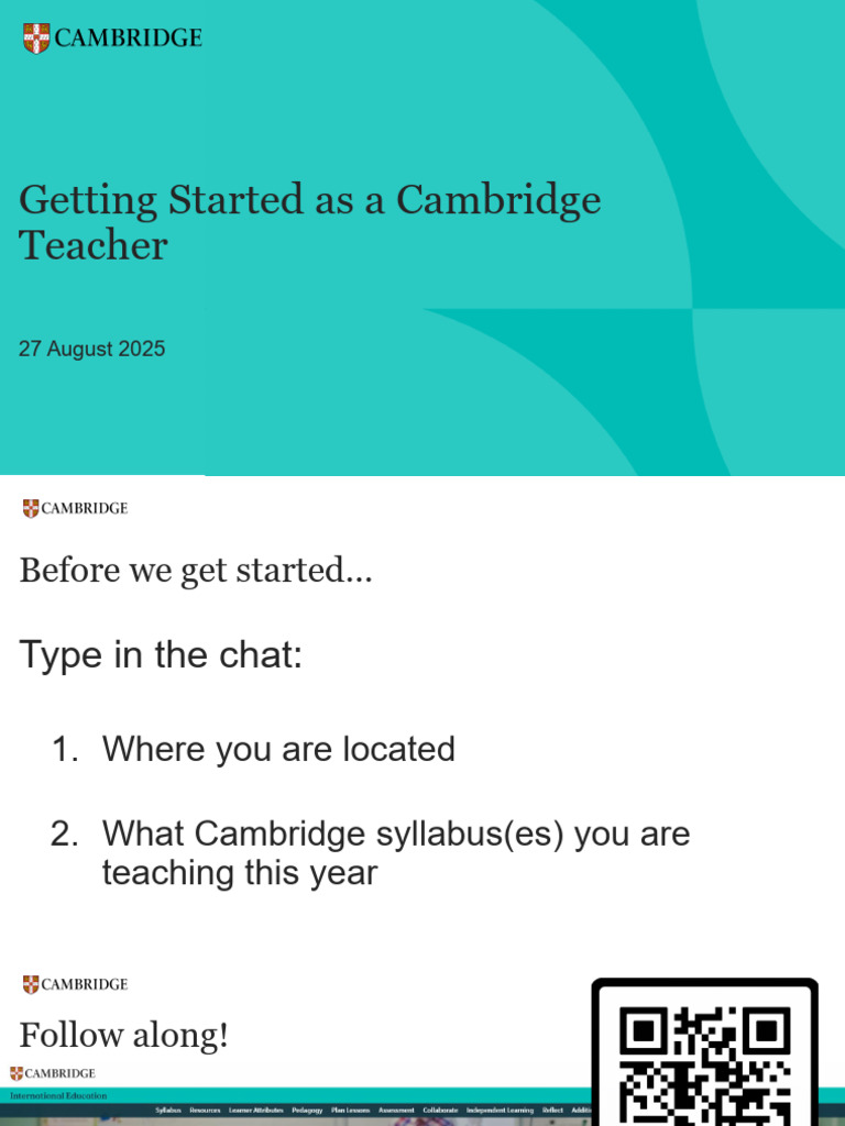 Getting Started As A Cambridge Teacher Webinar - August 2025 | PDF ...