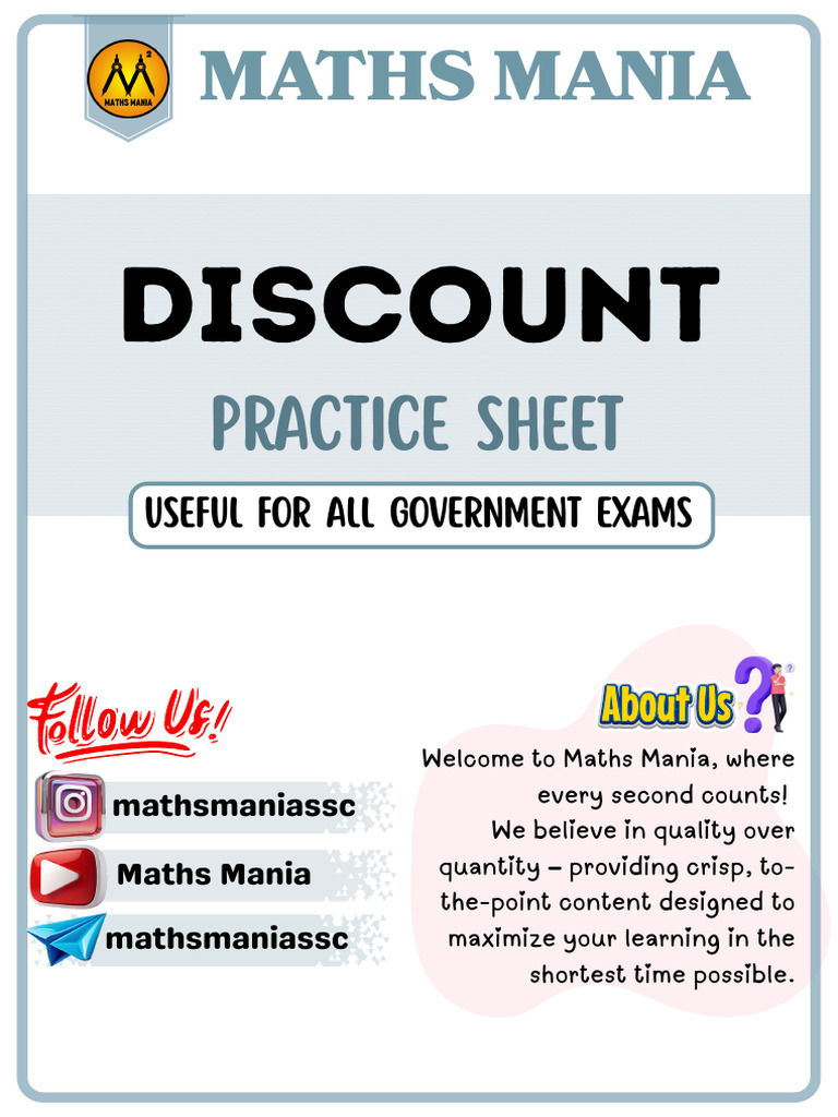 Discount Maths Mania Practice | PDF