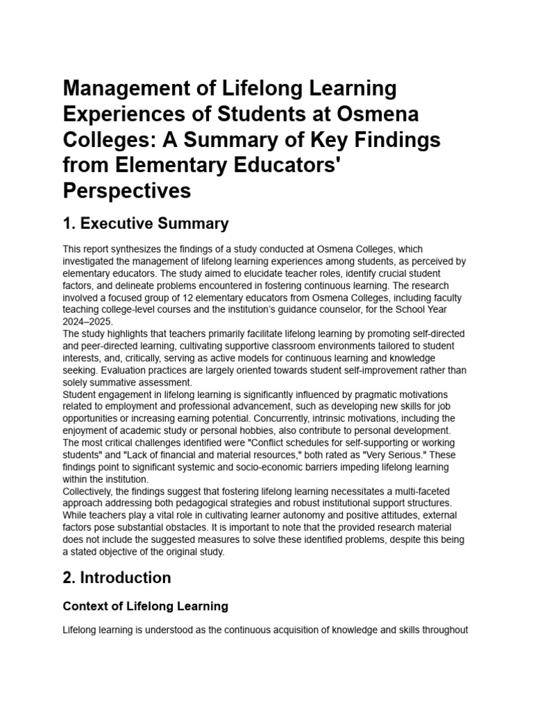 Lifelong Learning Management Study | PDF | Learning | Teachers