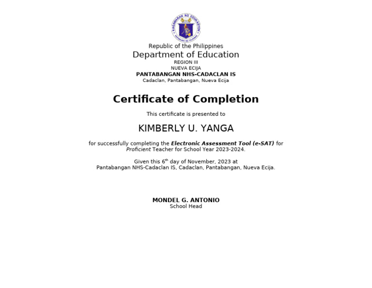 ESAT Certificate | PDF