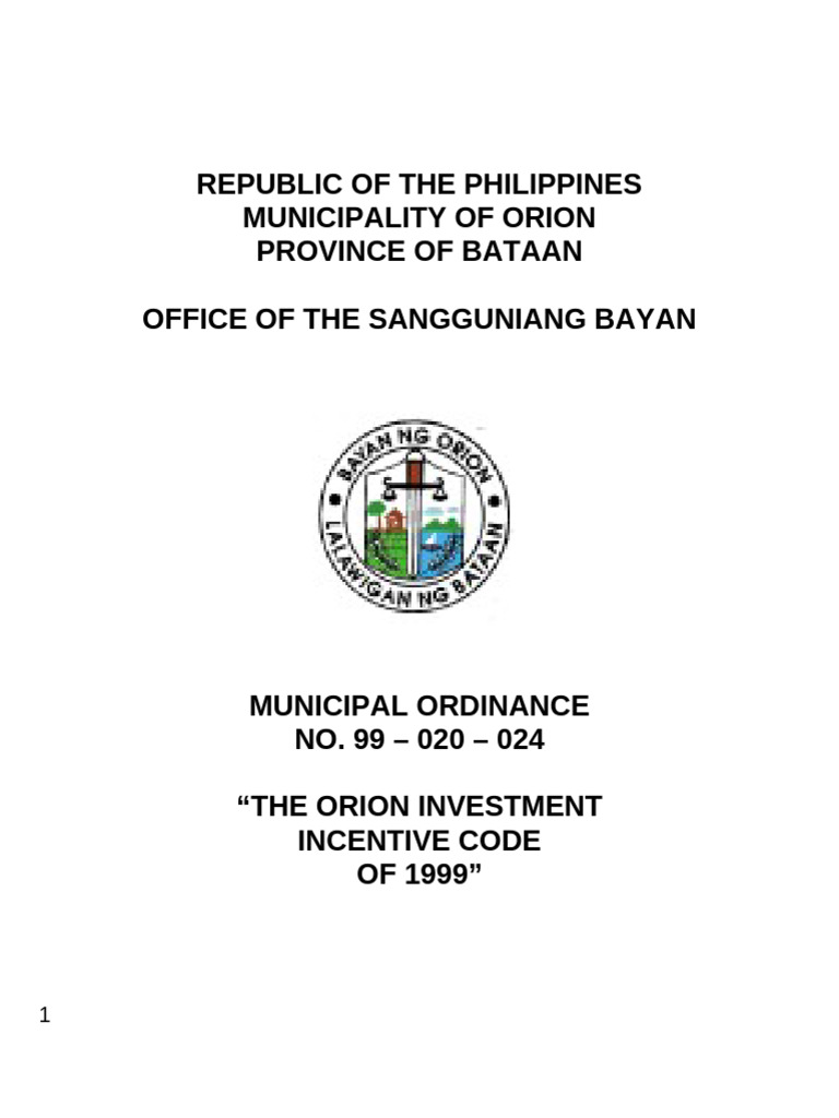 Investment Incentive Code | PDF
