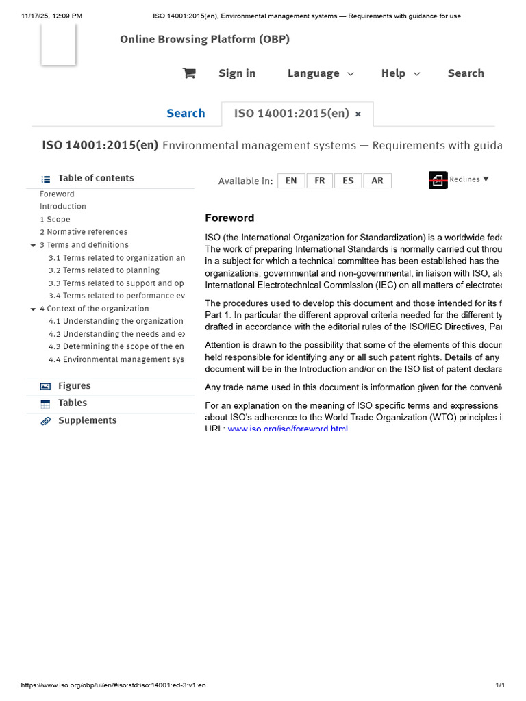 ISO 14001 - 2015 (En), Environmental Management Systems - Requirements ...
