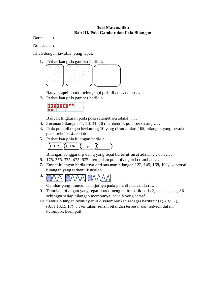 Soal Matematika Bab 3 | PDF