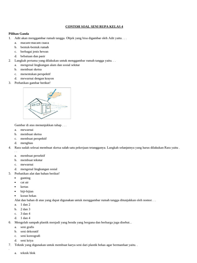 Contoh Soal Seni Rupa Kelas 4 | PDF