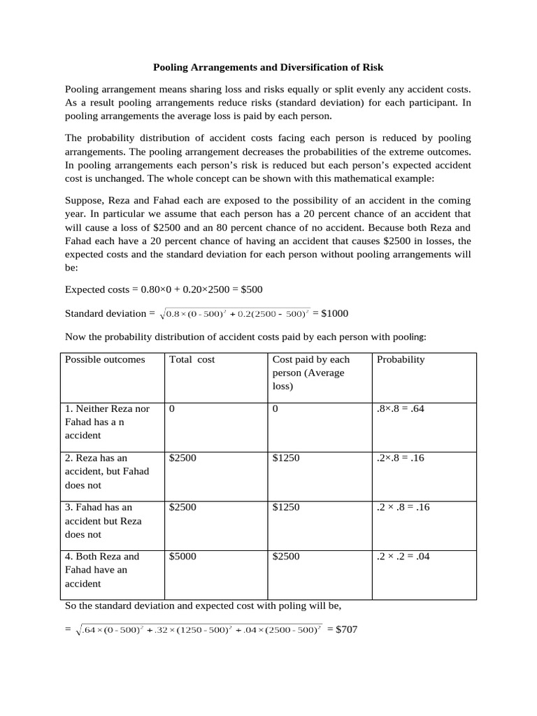 Lecture 04 Pooling Arrangements and Diversification of Risk | PDF ...