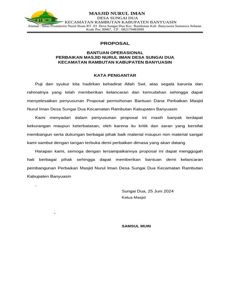 PROPOSAL Masjid Nurul Iman | PDF