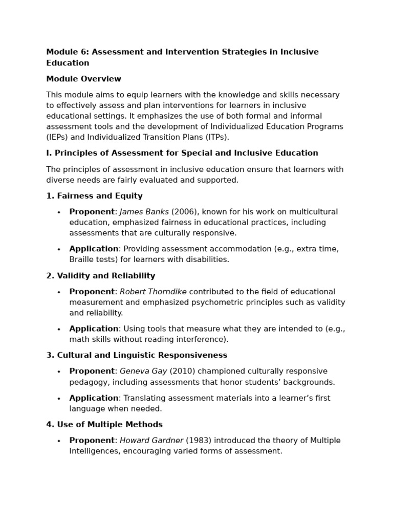 Module 6. Inclusive Education | PDF | Educational Assessment ...