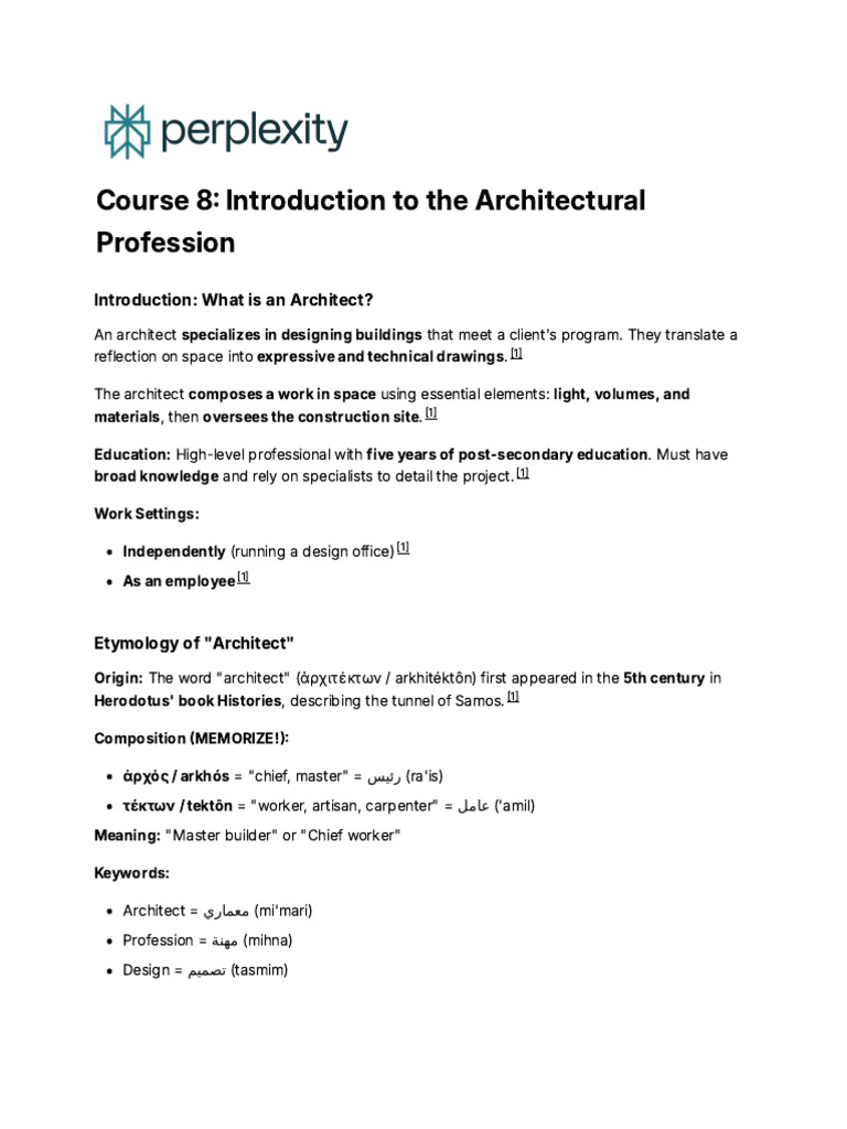 Course 8 - Introduction To The Architectural Prof | PDF | Architect ...
