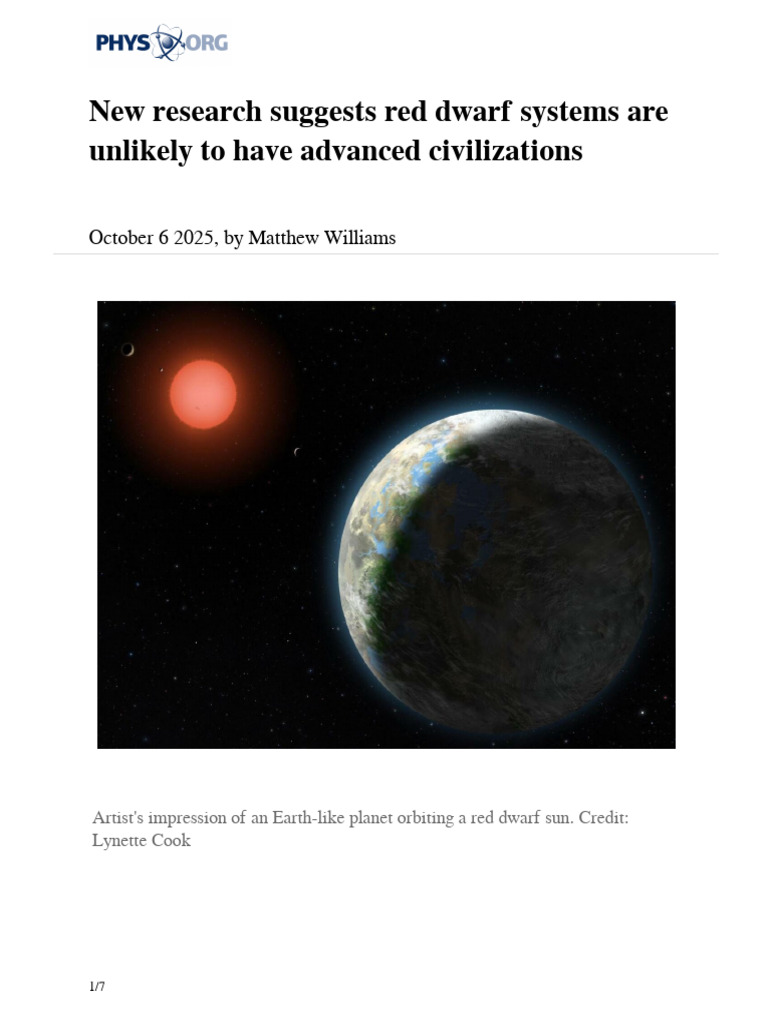 2025 10 Red Dwarf Advanced Civilizations | PDF | Solar System | Planets