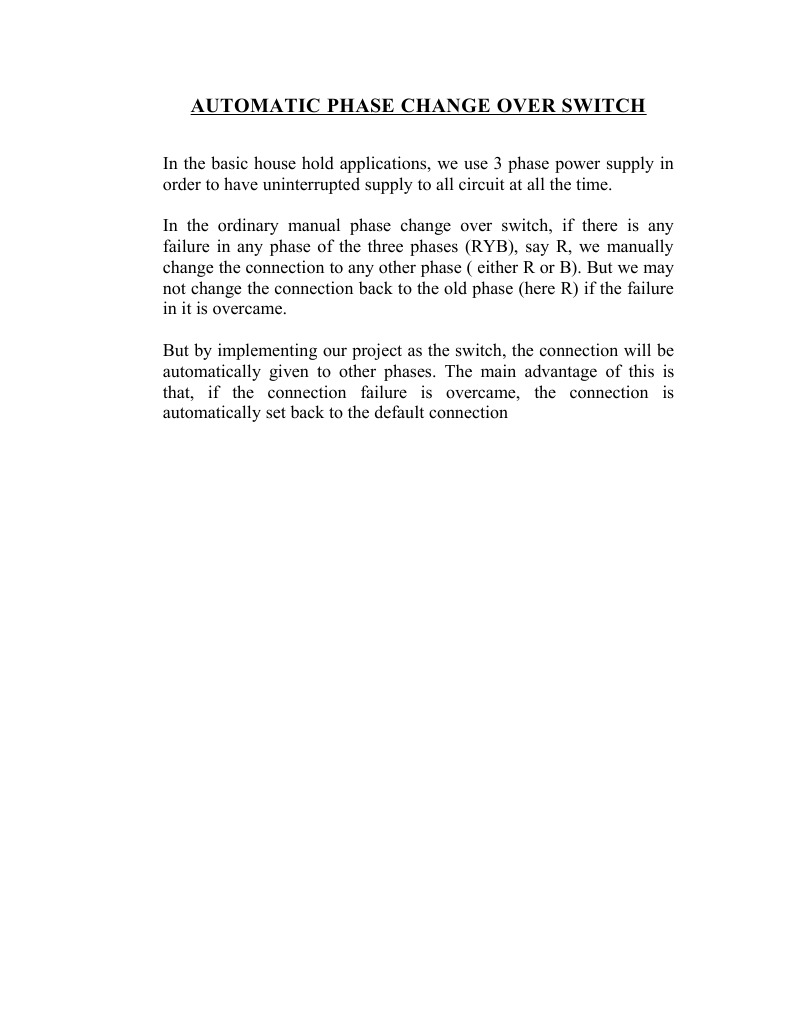 Automatic Phase Changeover Switch | PDF | Science & Mathematics