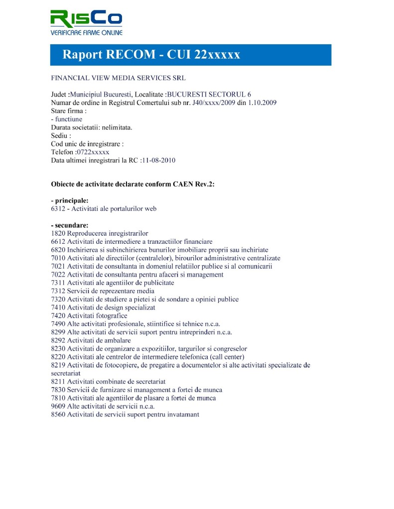 RisCo Raport Recom | PDF