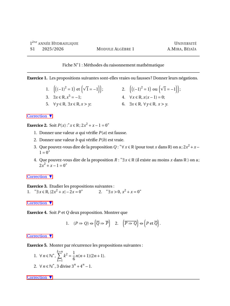TD Algebre 01 S1 2025 2026 - Solution Des Exo | PDF | Base (algèbre ...