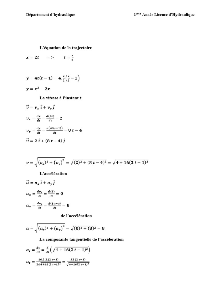 Solution de La Serie TD N 3 | PDF | Cinématique | Grandeur physique