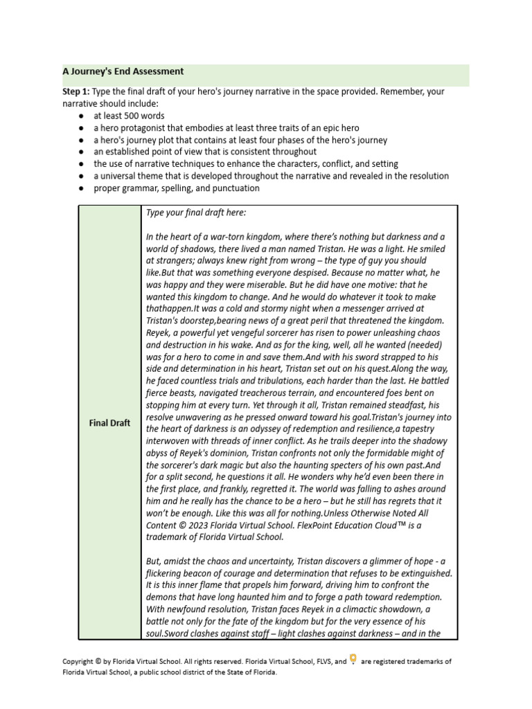 A Journeys End Assessment | PDF | Hero | Narrative