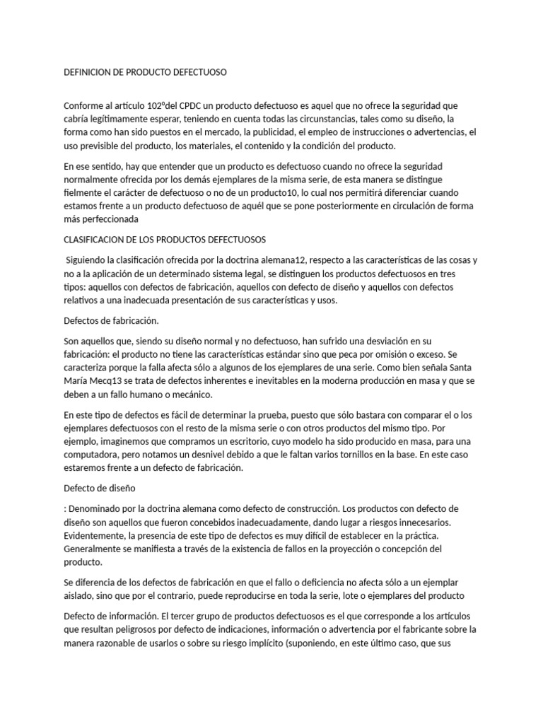 Definicion de Producto Defectuoso | PDF