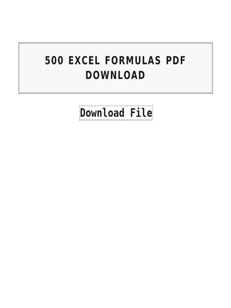 ? 500 Excel Formulas PDF Download | PDF