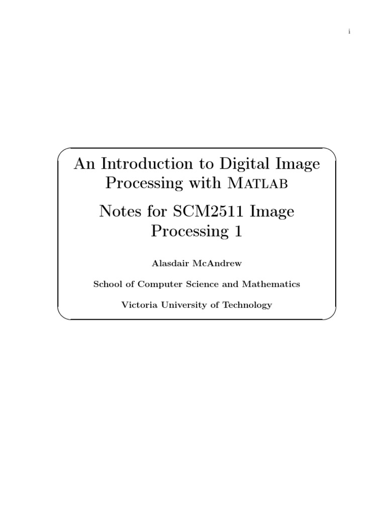 An Introduction To Digital Image Processing With Matlab Notes For ...