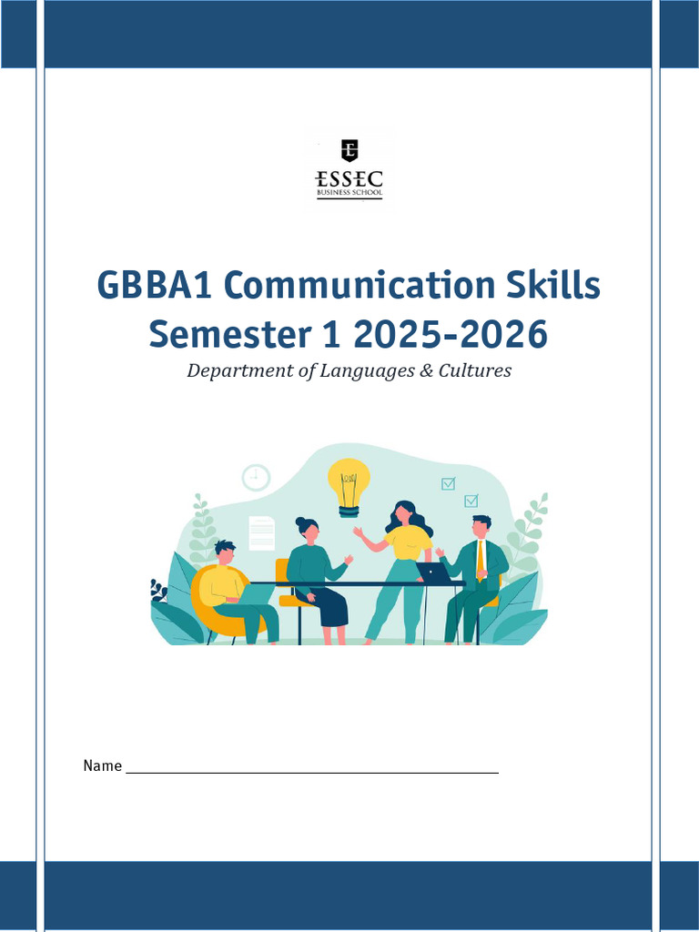 GBBA1 S1 CommSkills Booklet 2025-26 | PDF | Communication | Human ...