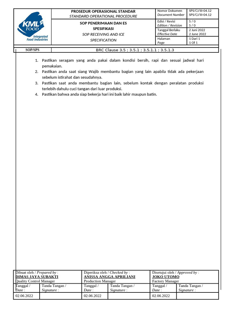 1.SPS - cj.III-04.12 Sop Receiving Dan Es | PDF