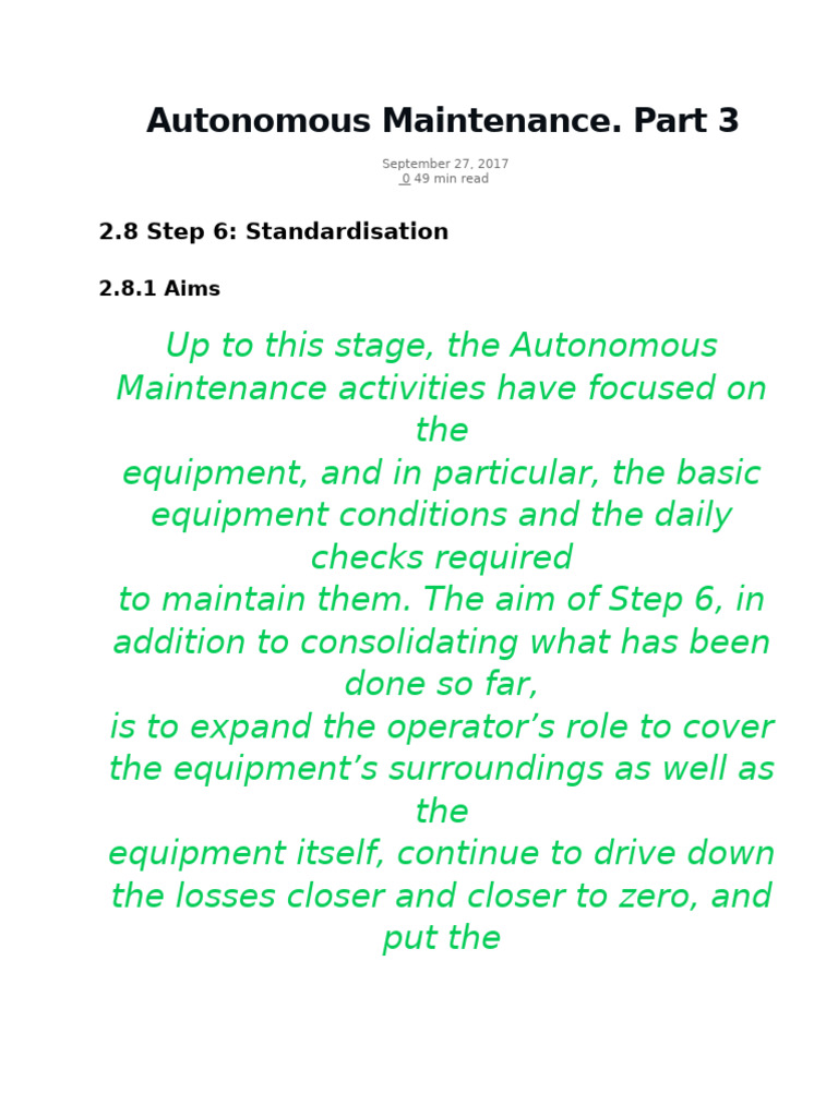 Autonomous Maintenance. Part 3 | PDF | Autonomy | Knowledge