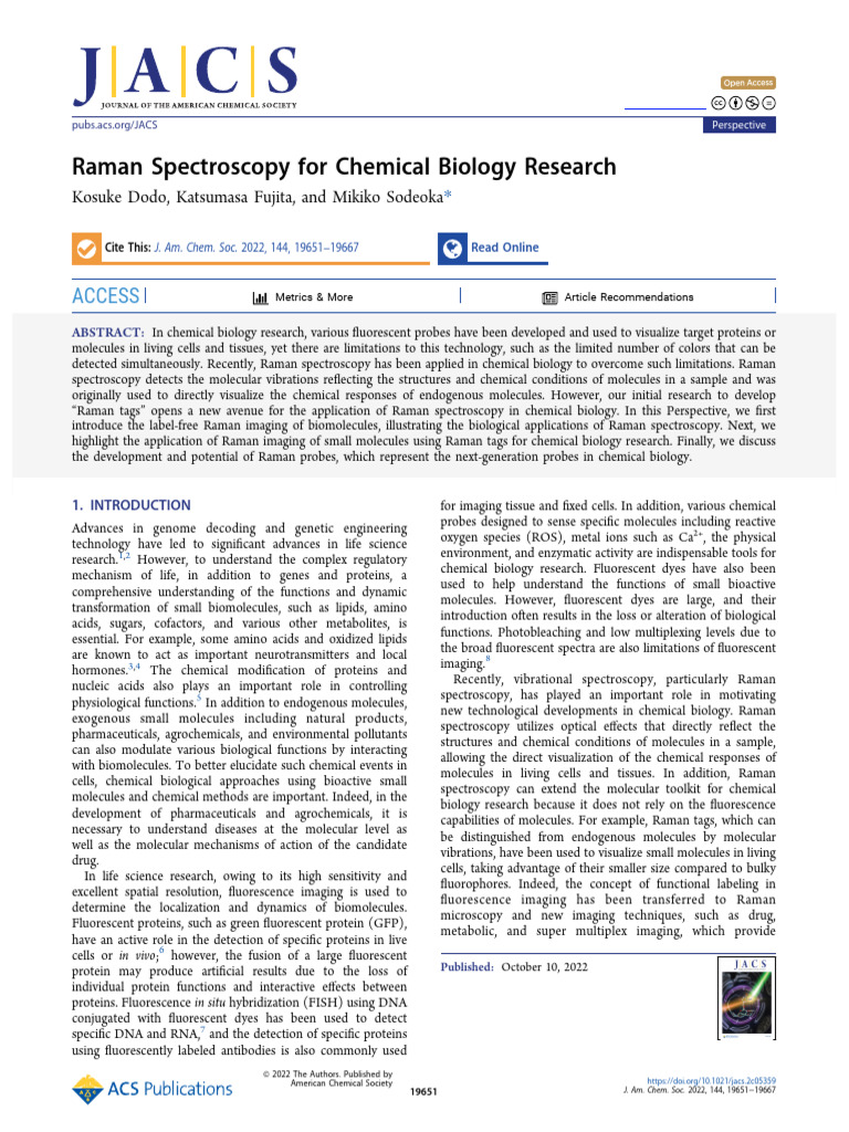 Raman Spectroscopy For Chemical Biology Research | PDF | Raman ...