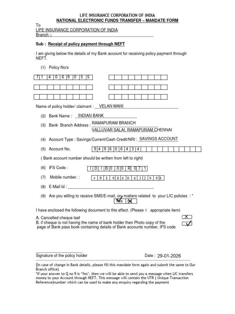 Lic Neft Form | PDF