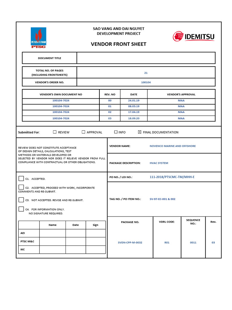 SVDN CPP M 0032 R01 0011 Rev.03 Installation Operation and Maintenance ...